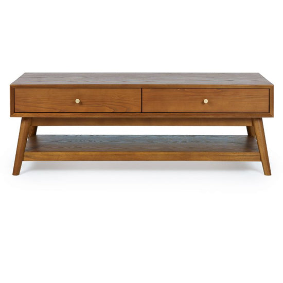 Lowry Wooden Coffee Table With 2 Drawers In Cherry