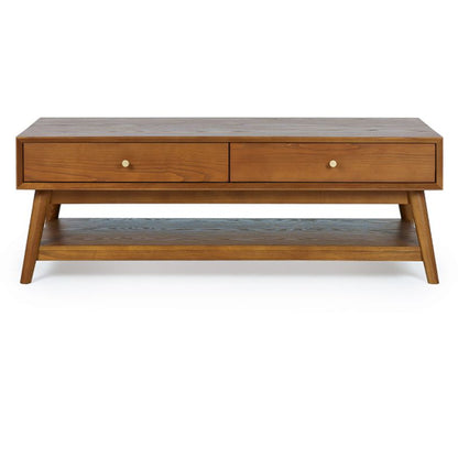 Lowry Wooden Coffee Table With 2 Drawers In Cherry