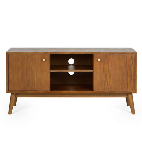 Lowry Wooden TV Stand With 2 Doors In Cherry
