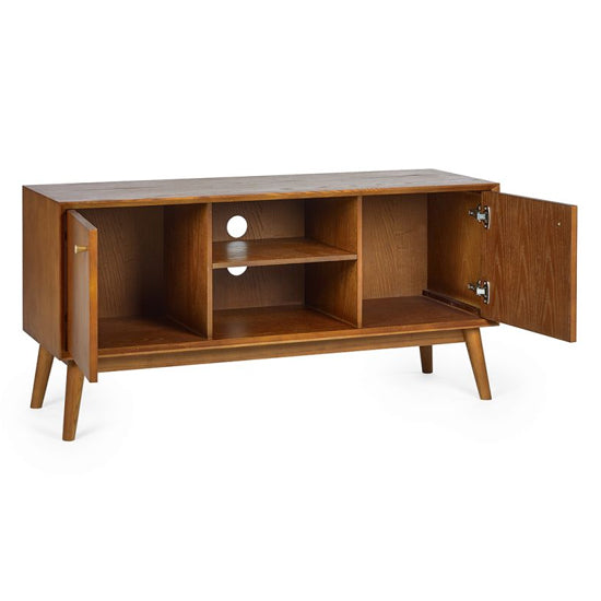 Lowry Wooden TV Stand With 2 Doors In Cherry