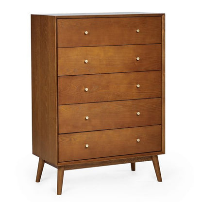 Lowry Wooden Chest Of 5 Drawers Tall In Cherry