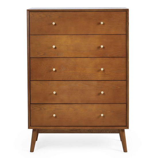 Lowry Wooden Chest Of 5 Drawers Tall In Cherry