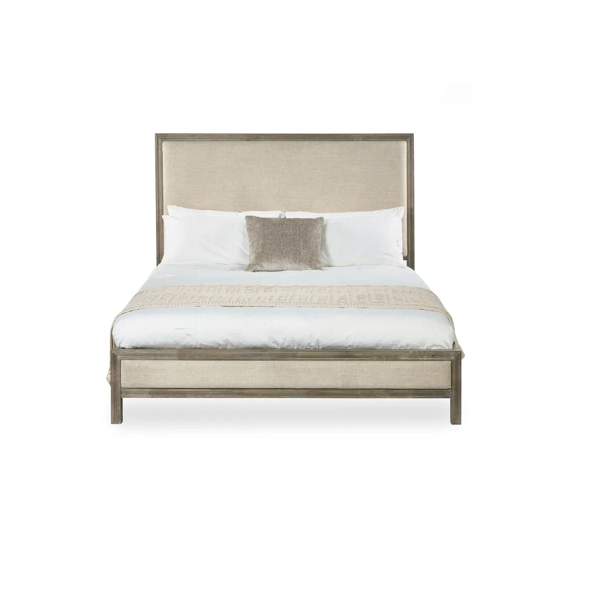 Lucie Wooden Double Bed In Ivory And Limed Oak
