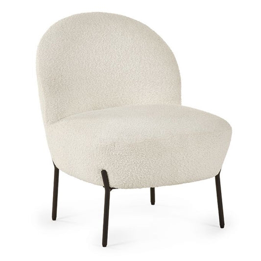Lulu Boucle Fabric Accent Chair In Ivory