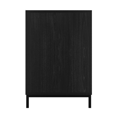 Maddox Wooden TV Stand With 2 Doors In Matte Black And Reeded