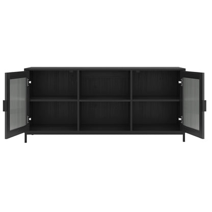 Maddox Wooden TV Stand With 2 Doors In Matte Black And Reeded