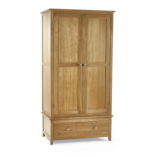 Mallory Wooden Combination Wardrobe With 2 Doors 1 Drawer In Oak