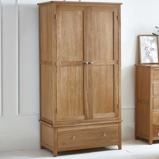Mallory Wooden Combination Wardrobe With 2 Doors 1 Drawer In Oak