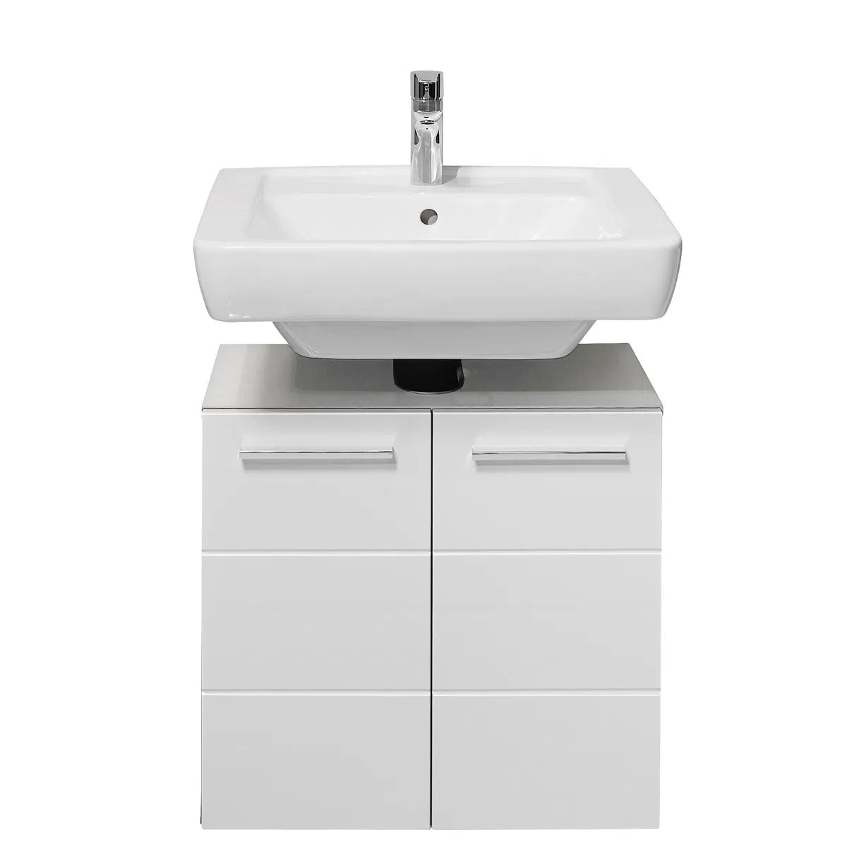 Mandy High Gloss Under Sink Bathroom Cabinet With 2 Doors In White