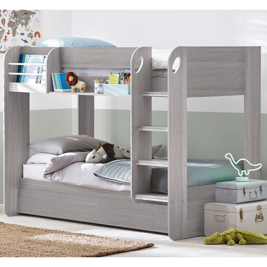 Mars Wooden Bunk Bed With Underbed In Grey Oak
