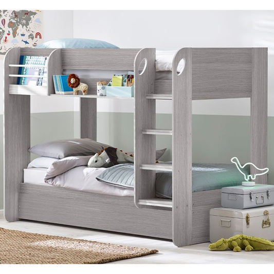 Mars Wooden Bunk Bed With Underbed In Grey Oak