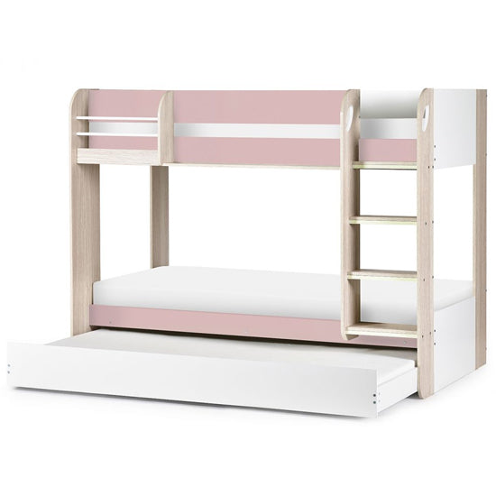 Mars Wooden Bunk Bed With Underbed In Pastel Pink