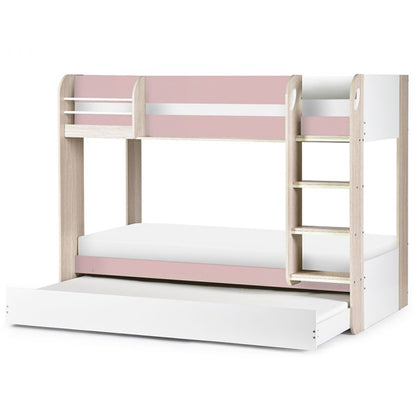 Mars Wooden Bunk Bed With Underbed In Pastel Pink