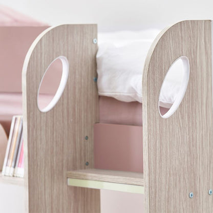 Mars Wooden Bunk Bed With Underbed In Pastel Pink