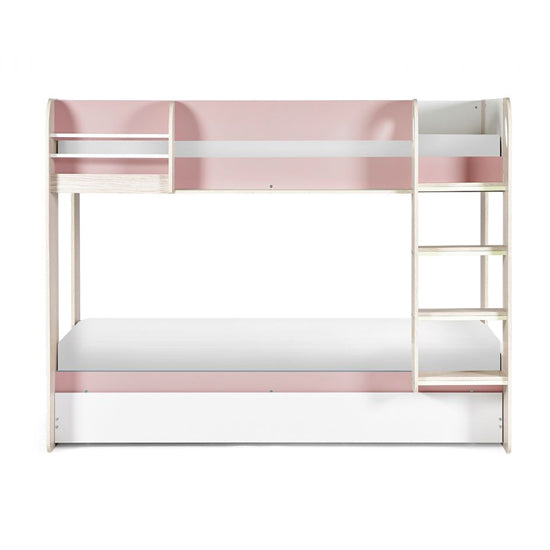 Mars Wooden Bunk Bed With Underbed In Pastel Pink