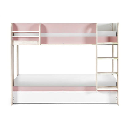 Mars Wooden Bunk Bed With Underbed In Pastel Pink