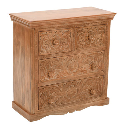 Artwork Solid Mango Wood Chest Of 4 Drawers In Oak
