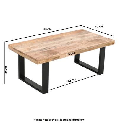 Surrey Solid Mango Wood Coffee Table In Rough Swan