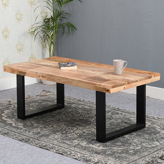 Surrey Solid Mango Wood Coffee Table In Rough Swan