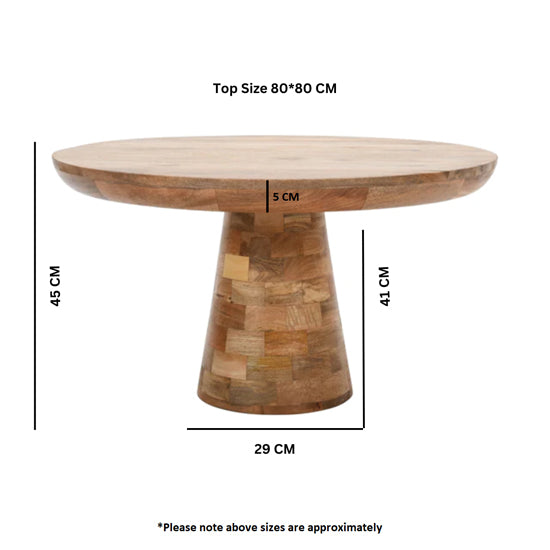 Surrey Solid Mango Wood Coffee Table Mushroom Style In Rough Swan
