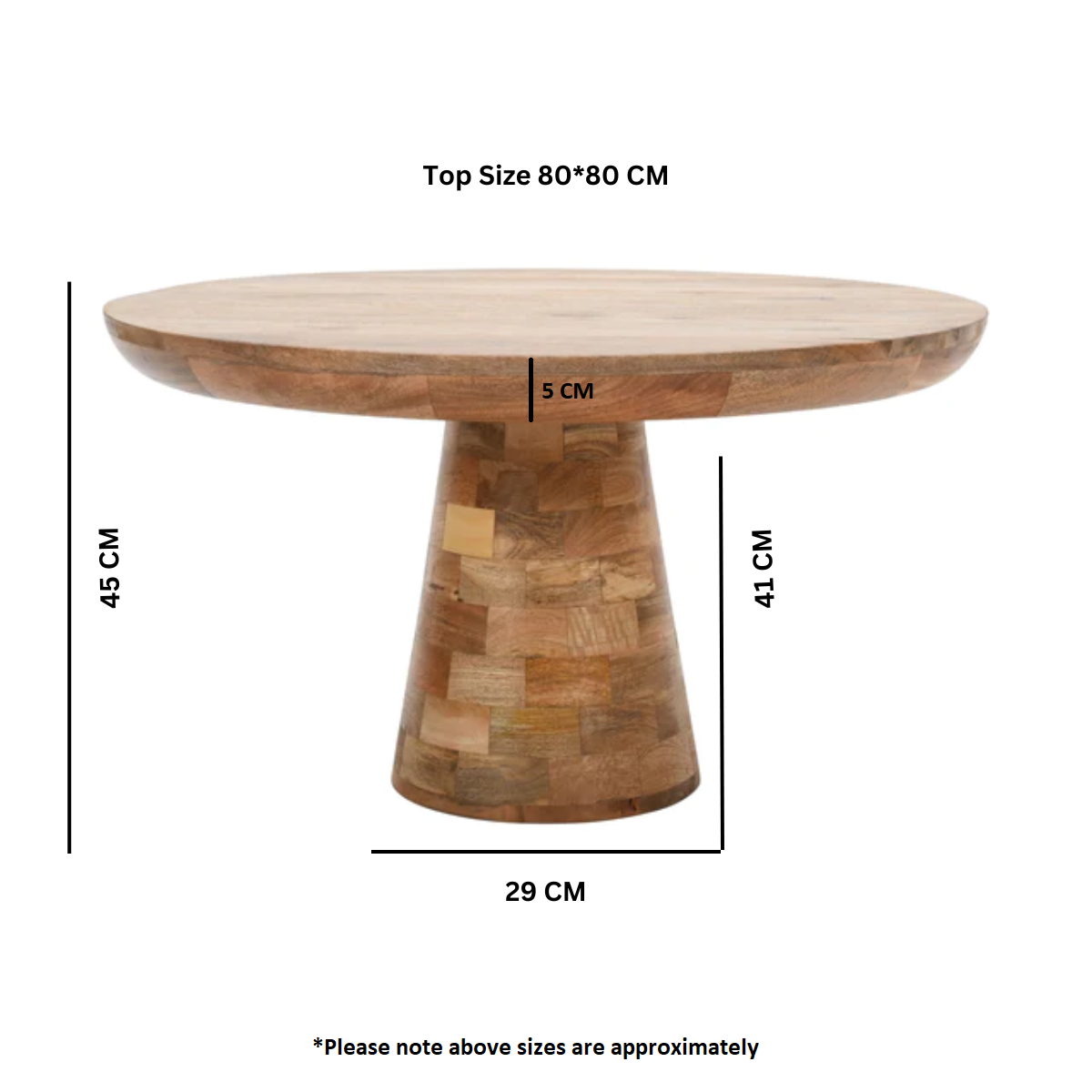 Surrey Solid Mango Wood Coffee Table Mushroom Style In Rough Swan