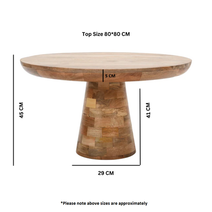 Surrey Solid Mango Wood Coffee Table Mushroom Style In Rough Swan