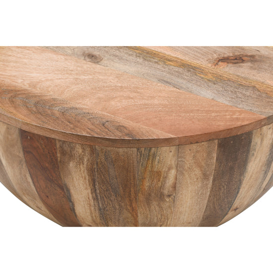 Surrey Solid Mango Wood Drum Coffee Table In Rough Swan