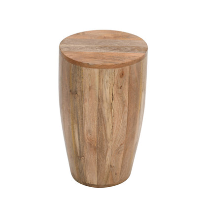 Surrey Solid Mango Wood Drum Side Table In Rough Swan