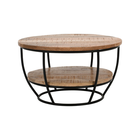 Surrey Solid Mango Wood Coffee Table With Shelf In Rough Swan