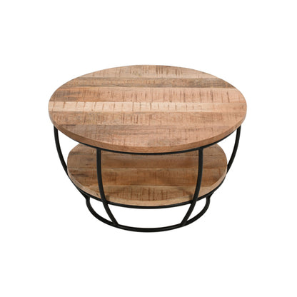 Surrey Solid Mango Wood Coffee Table With Shelf In Rough Swan