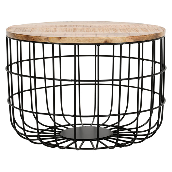 Surrey Solid Mango Wood Coffee Table With Removable Top In Rough Swan