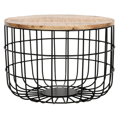 Surrey Solid Mango Wood Coffee Table With Removable Top In Rough Swan