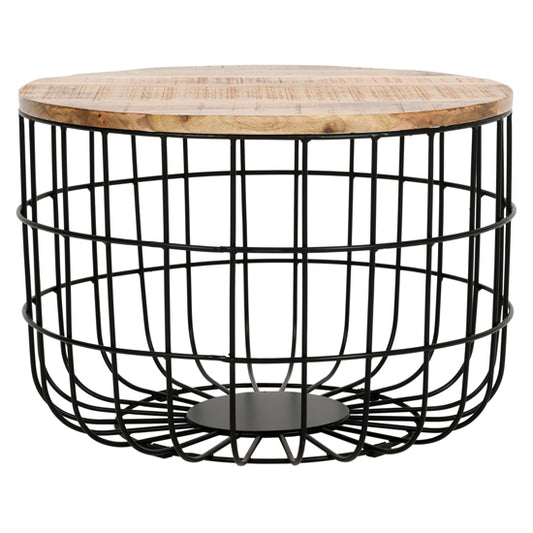Surrey Solid Mango Wood Coffee Table With Removable Top In Rough Swan