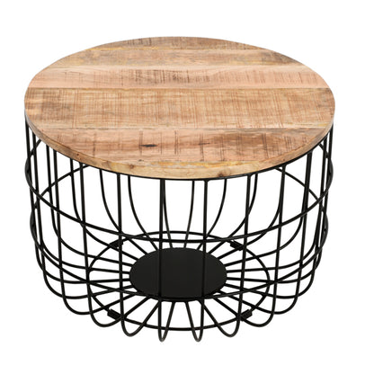 Surrey Solid Mango Wood Coffee Table With Removable Top In Rough Swan