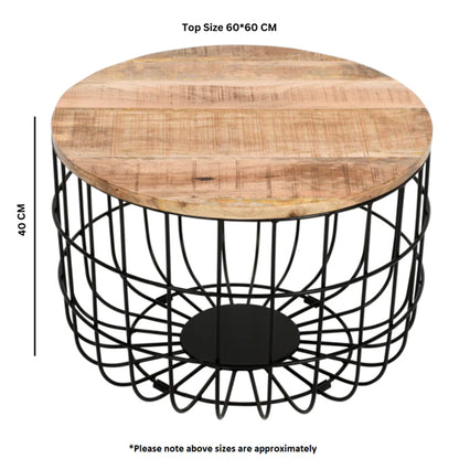 Surrey Solid Mango Wood Coffee Table With Removable Top In Rough Swan