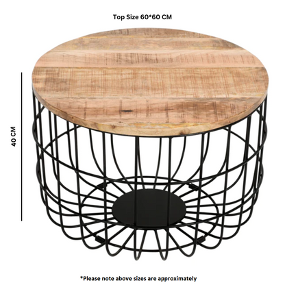 Surrey Solid Mango Wood Coffee Table With Removable Top In Rough Swan