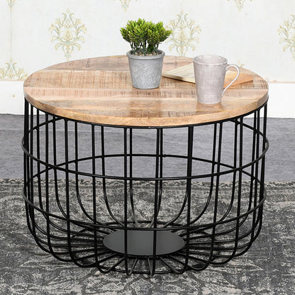 Surrey Solid Mango Wood Coffee Table With Removable Top In Rough Swan