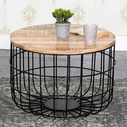 Surrey Solid Mango Wood Coffee Table With Removable Top In Rough Swan