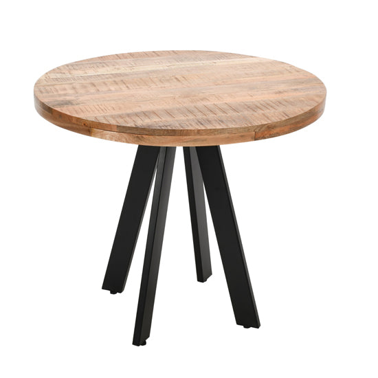Surrey Solid Mango Wood Round Dining Table In Rough Sawn