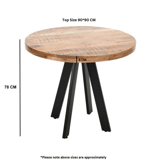 Surrey Solid Mango Wood Round Dining Table In Rough Sawn