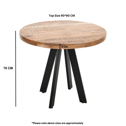 Surrey Solid Mango Wood Round Dining Table In Rough Sawn