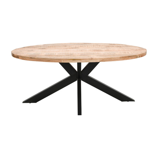 Surrey Solid Mango Wood Oval Dining Table In Rough Sawn