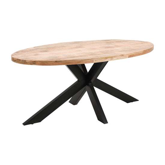 Surrey Solid Mango Wood Oval Dining Table In Rough Sawn