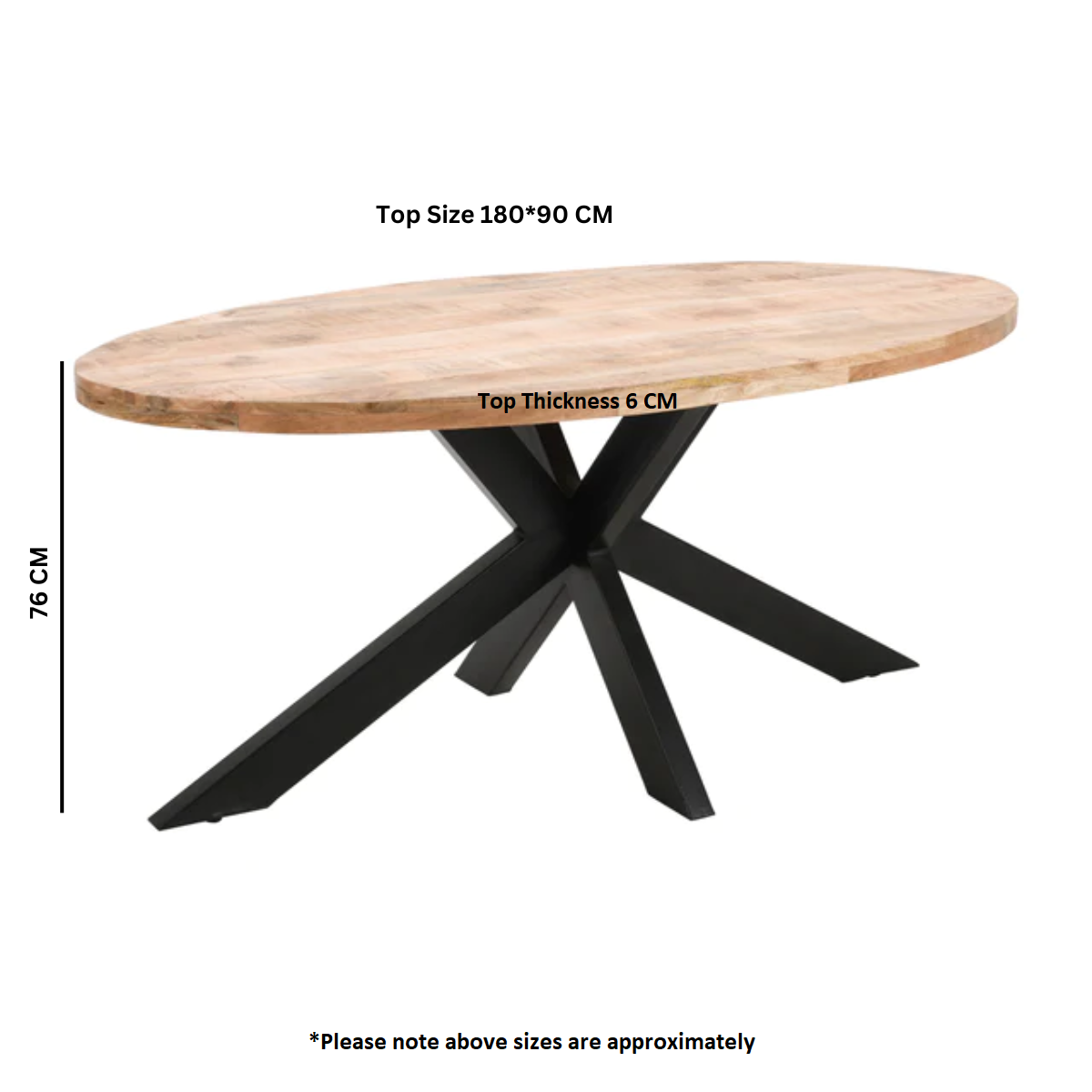 Surrey Solid Mango Wood Oval Dining Table In Rough Sawn