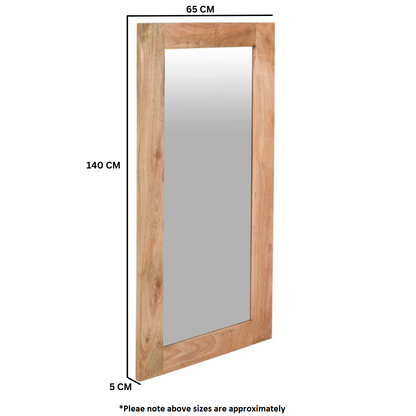 Surrey Solid Mango Wood Extra Long Wall Mirror In Rough Swan