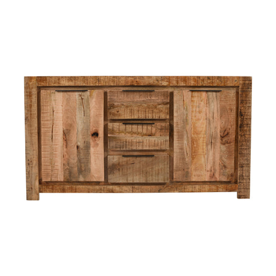 Surrey Solid Mango Wood Large Sideboard 2 Doors And 3 Drawers In Rough Swan