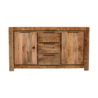 Surrey Solid Mango Wood Large Sideboard 2 Doors And 3 Drawers In Rough Swan