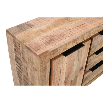 Surrey Solid Mango Wood Large Sideboard 2 Doors And 3 Drawers In Rough Swan