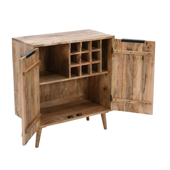Surrey Solid Mango Wood Drinks Cabinet In Rough Swan