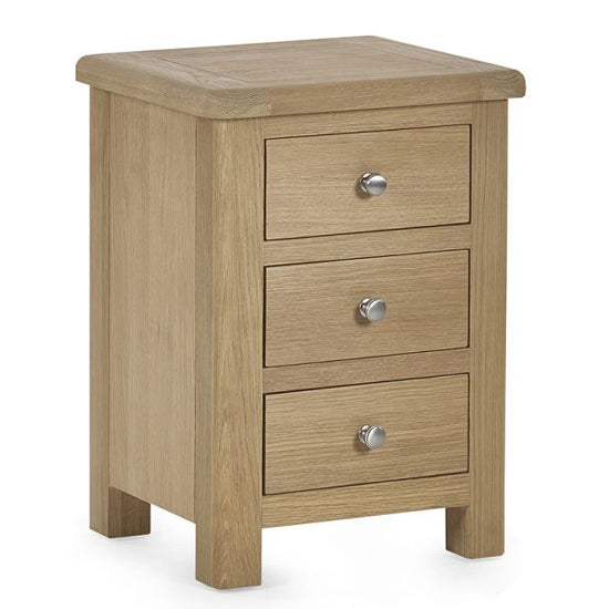Memphis Wooden Bedside Cabinet With 3 Drawers In Limed Oak